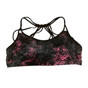 Forever 21 Sports Bra Strappy Black Pink Large